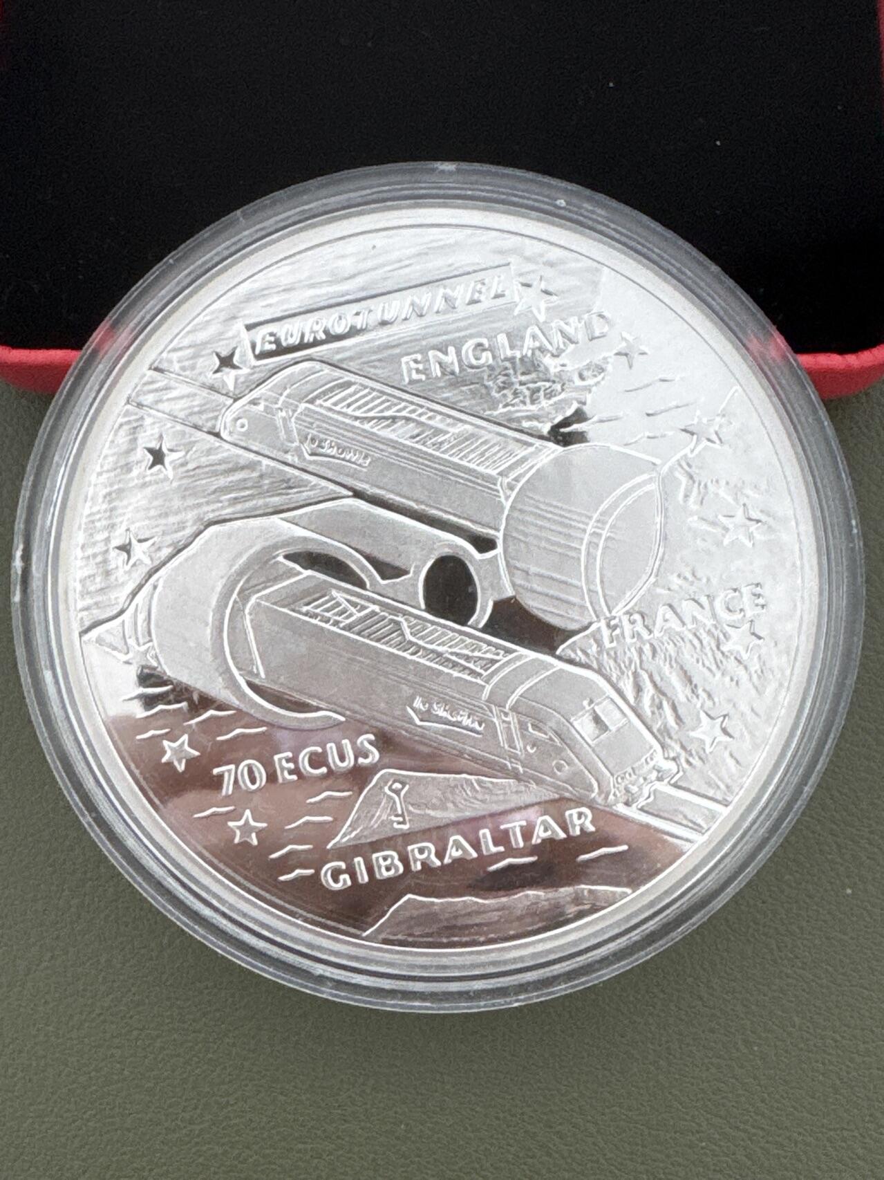 ❤️【币观天下】❤️ 第334期钱币拍卖- 2025.12.12周五晚上6点半场-长期征集拍品 直布罗陀1993年铁路隧道精制银币155.92克发行量2000枚