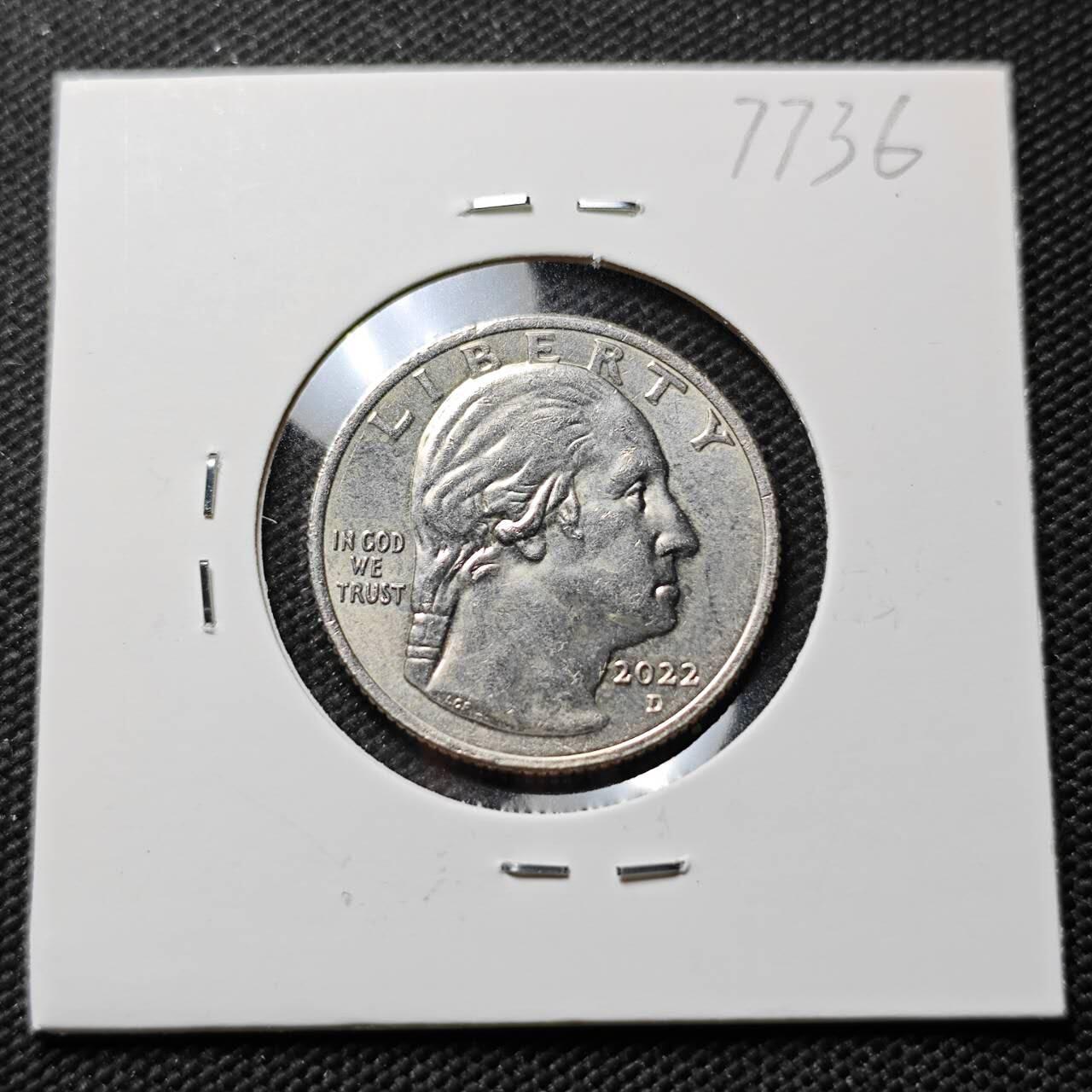 KK钱币收藏小铺 第377期  2月预留时间 周末发货 2022 美国25分纪念币