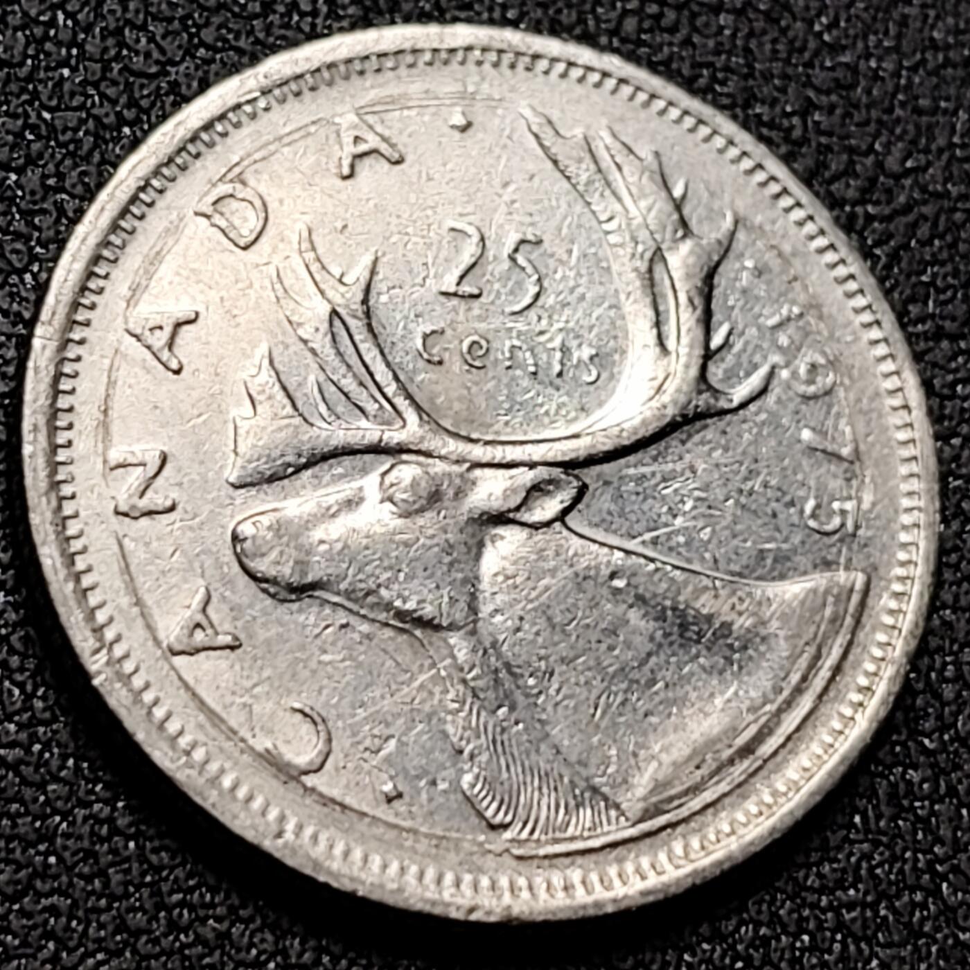 泉币菌-第143场-精品福利场 高币值 加拿大1975年1/4加拿大元 伊丽莎白二世 驯鹿 24mm