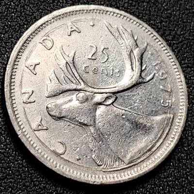 泉币菌-第143场-精品福利场 - 高币值 加拿大1975年1/4加拿大元 伊丽莎白二世 驯鹿 24mm