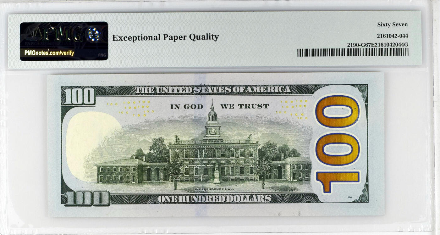 【Blue Auction】世界纸币精拍第760期——18级TOP拍卖/信誉/品质/专业/高效💫 【8888狮子号 无47】美国 2017年100美金 PMG67EPQ 