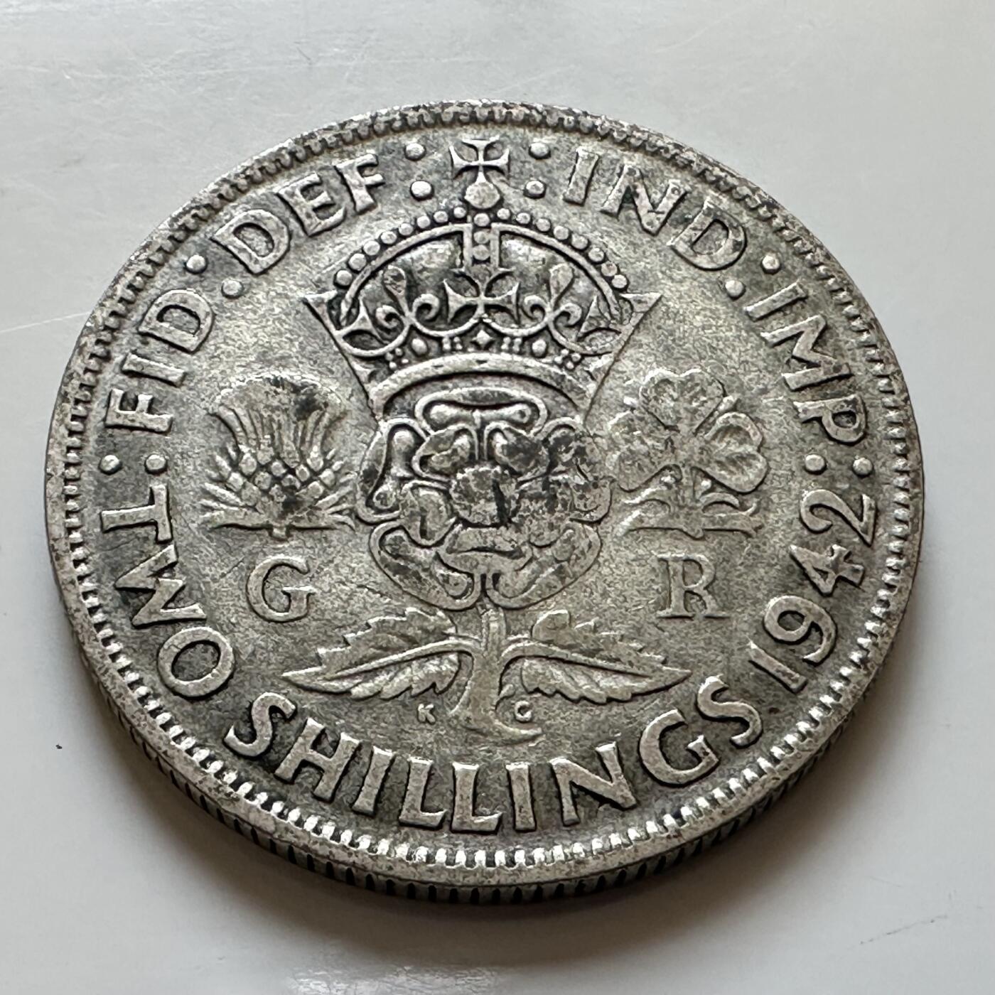 🌹外币初藏🌹🐯2025年第139场  每周二四六晚8️⃣点 接代拍 英国1942年 2先令银币