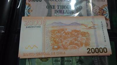 世界钱币～微拍第219期暨2025年第59期  老库存低价起拍 - 2020年智利20000比索 全新绝品无4尾号350