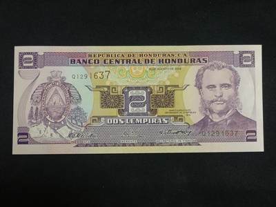 【游宝拍卖】乙巳蛇年93期 周四集拍 - 洪都拉斯-2伦皮拉【2004年 全新UNC】