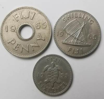 巨藏钱币第七期硬币场12月12号20点开拍 - 英属斐济50-60年代镍币3枚套