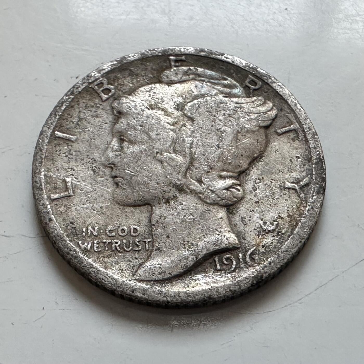 🌹外币初藏🌹🐯2025年第139场  每周二四六晚8️⃣点 接代拍 美国1916年10美分银币