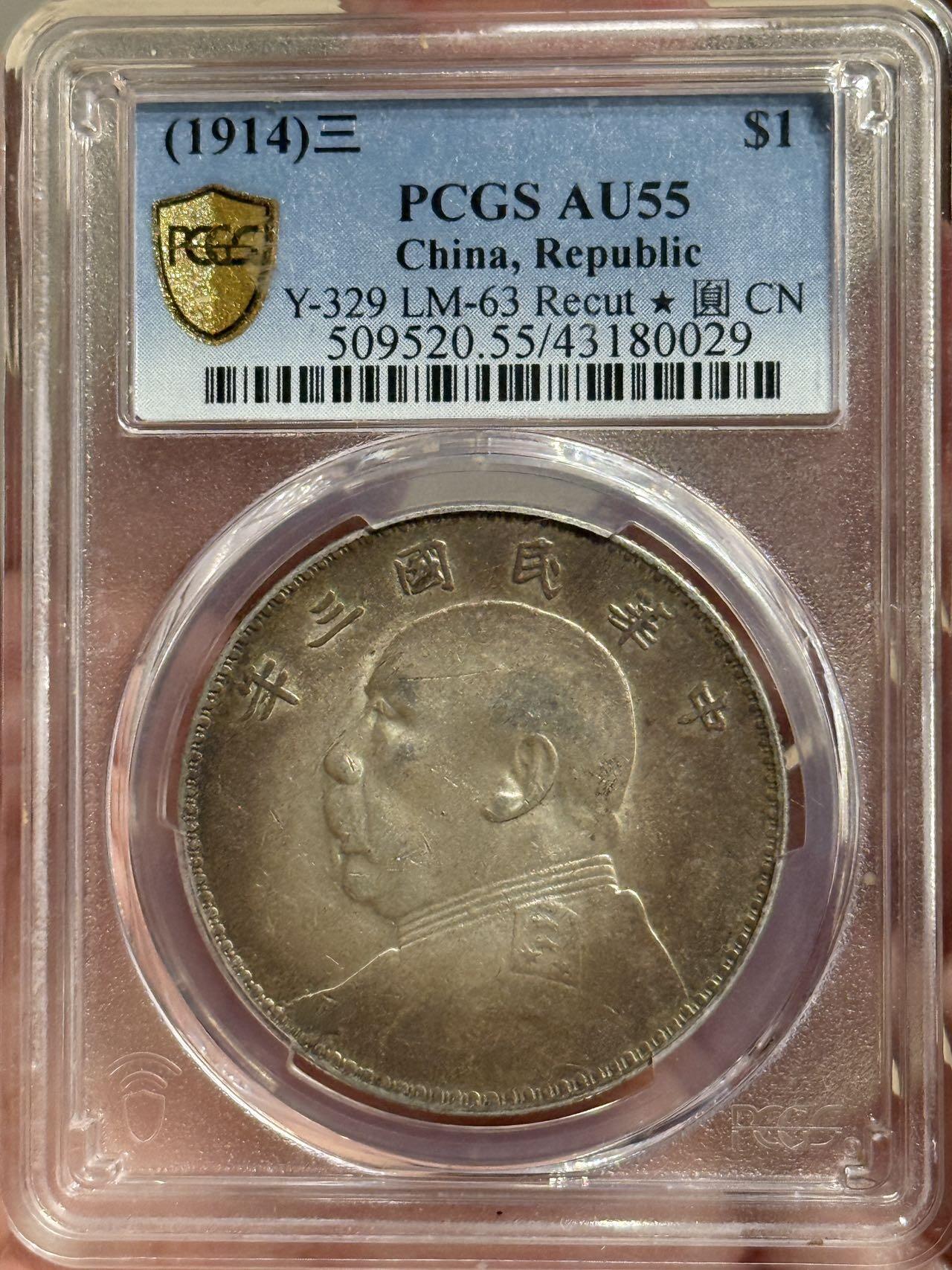 币然PCGS机制币专场第四场 PCGS AU55五彩竹节花大头