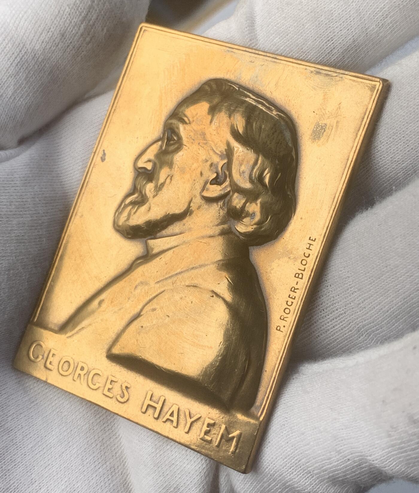 掌中浮雕-藏着的欧洲第045场 1911年法国医学教授纪念铜章，50.5*70.4mm，108g