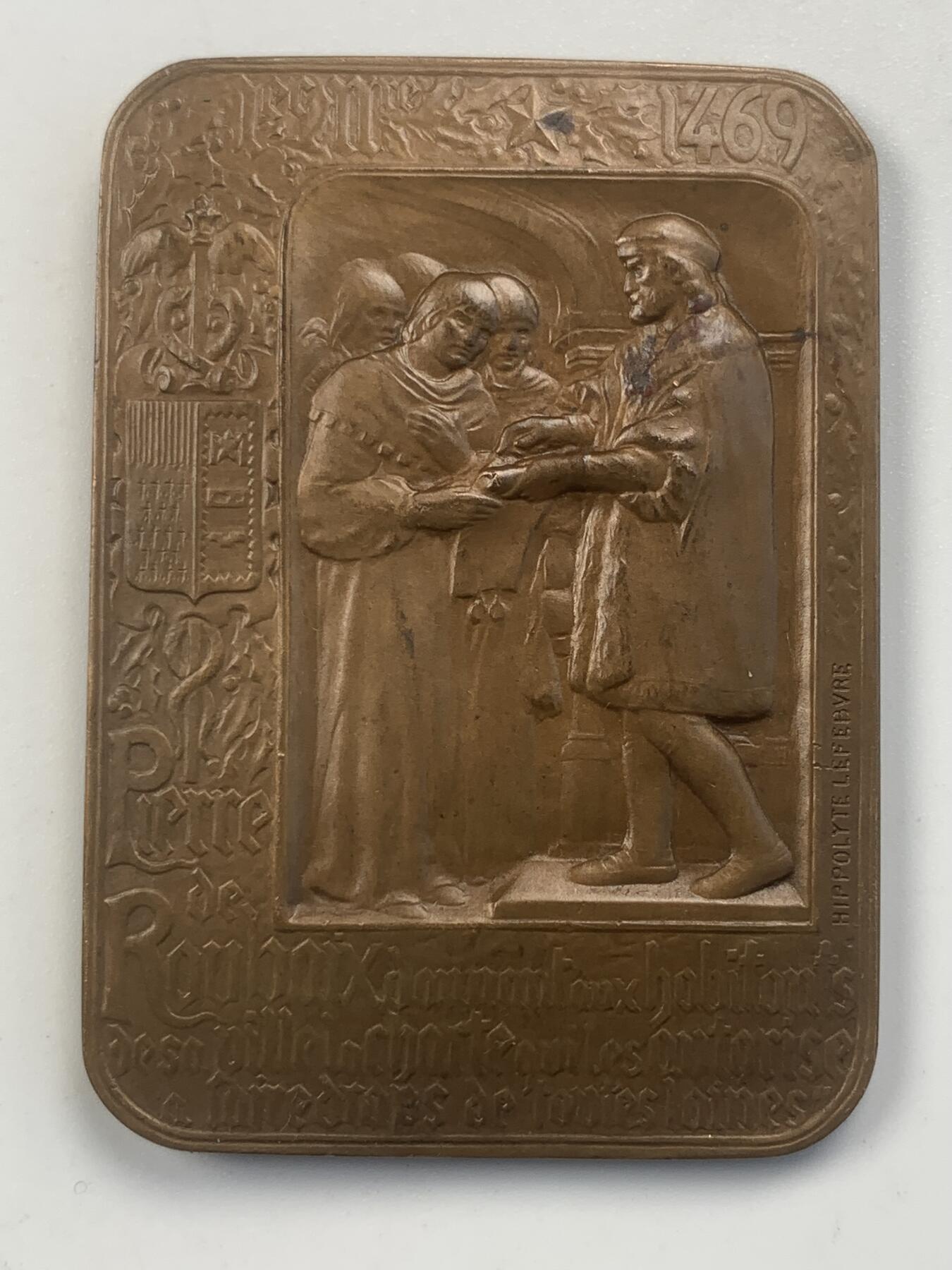 掌中浮雕-藏着的欧洲第045场 1911年法国鲁贝商业贸易铜章，39mm*54mm，45g