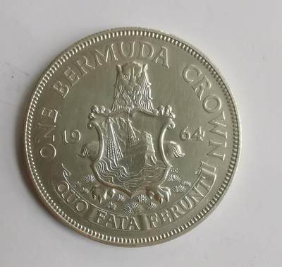 巨藏钱币第七期硬币场12月12号20点开拍 - 百慕大1964年1克朗22.6克银币