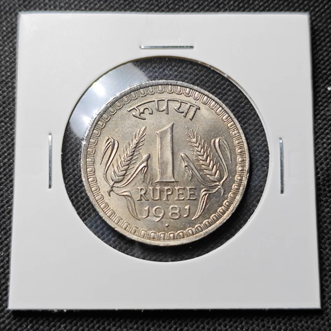 KK钱币收藏小铺 第376期  2月预留时间 周末发货  1981印度1卢比 好品 大卢比