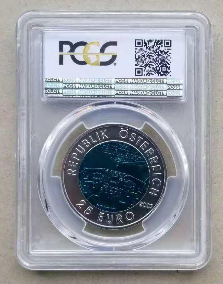 ❤️【币观天下】❤️ 第334期钱币拍卖- 2025.12.12周五晚上6点半场-长期征集拍品 奥地利2007年航空航天银铌双金属币PCGS70带证书