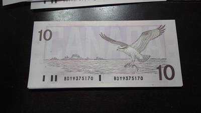 世界钱币～微拍第219期暨2025年第59期  老库存低价起拍 - 1989年加拿大10 全新绝品无4尾号5170