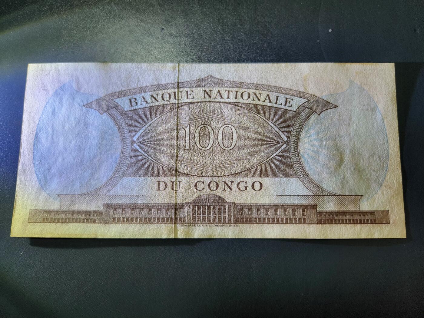 12月10号晚上8点 外国纸币自动截拍第71场 刚果名品1962年100法郎 新品微黄