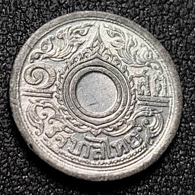 泉币菌-第143场-精品福利场 - 原光美品 泰国1萨当 锡币 1942年拉玛八世国王 莲花龙尾纹