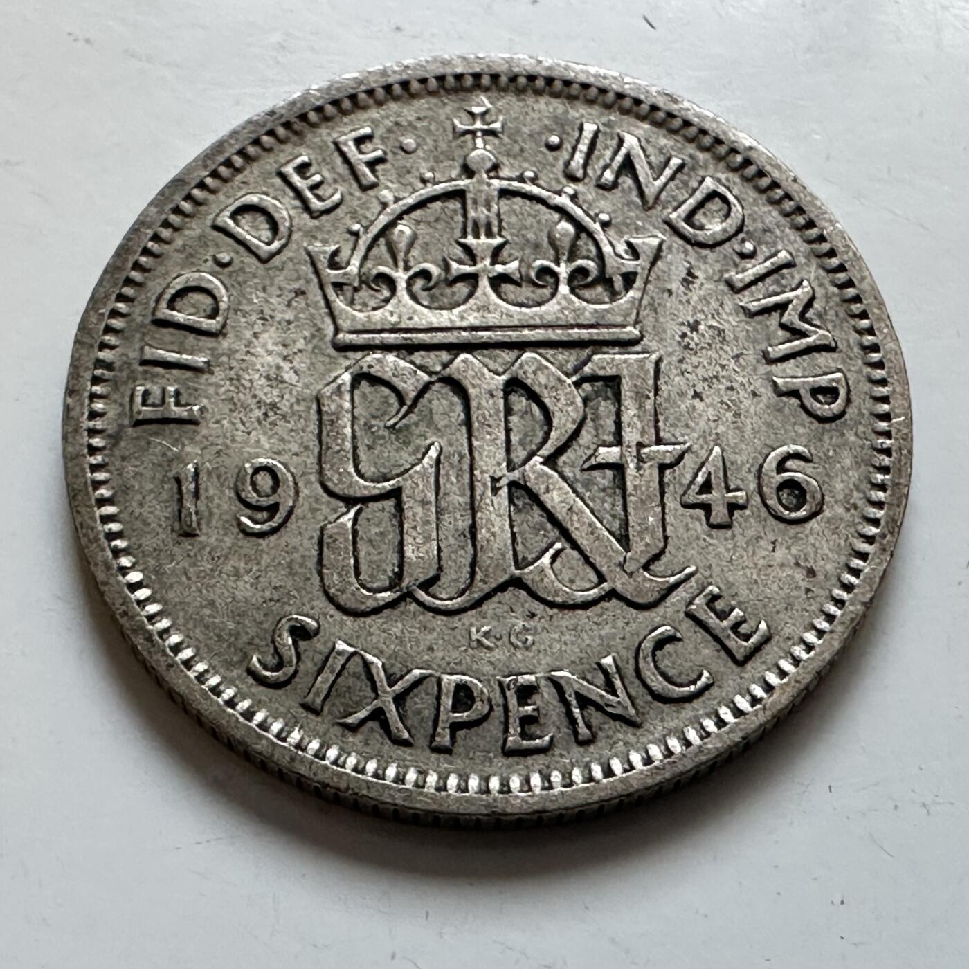 🌹外币初藏🌹🐯2025年第139场  每周二四六晚8️⃣点 接代拍 英国1946年6便士银币 a