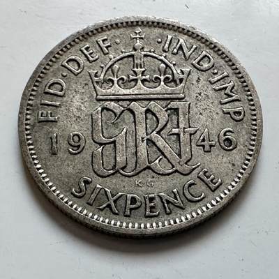 🌹外币初藏🌹🐯2025年第139场  每周二四六晚8️⃣点 接代拍 - 英国1946年6便士银币 a