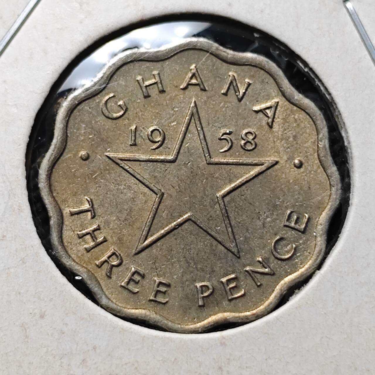 KK钱币收藏小铺 第376期  2月预留时间 周末发货  1958加纳3便士