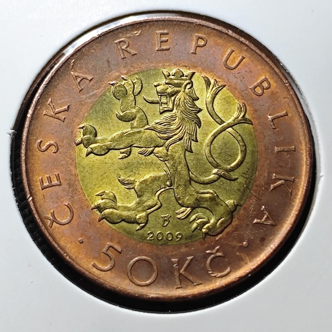 KK钱币收藏小铺 第376期  2月预留时间 周末发货  2009捷克50克朗 好品