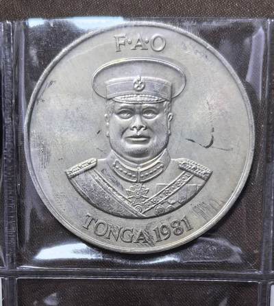 北京马甸外国币专卖第147期，外国币，中国机制银元，中国早期纪念币专场，陆续上拍，欢迎关注 - 汤加2潘加1981年FAO世界粮食日人物纪念超大硬币 
