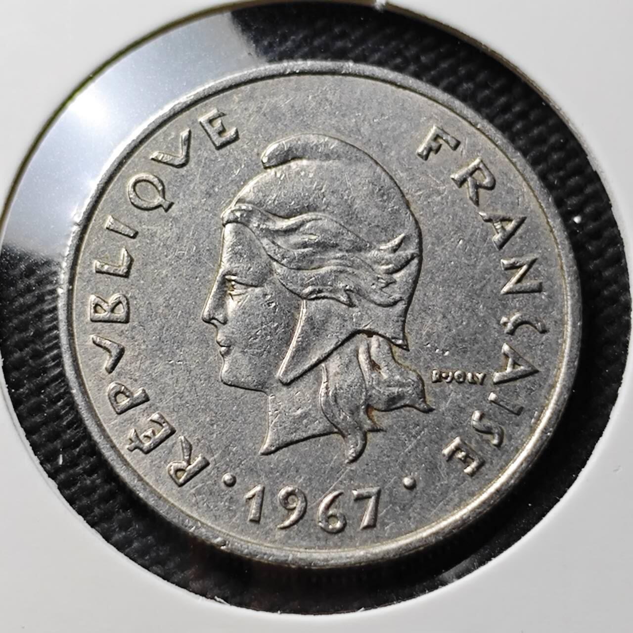 KK钱币收藏小铺 第377期  2月预留时间 周末发货 1967法属新喀里多尼亚10法郎 