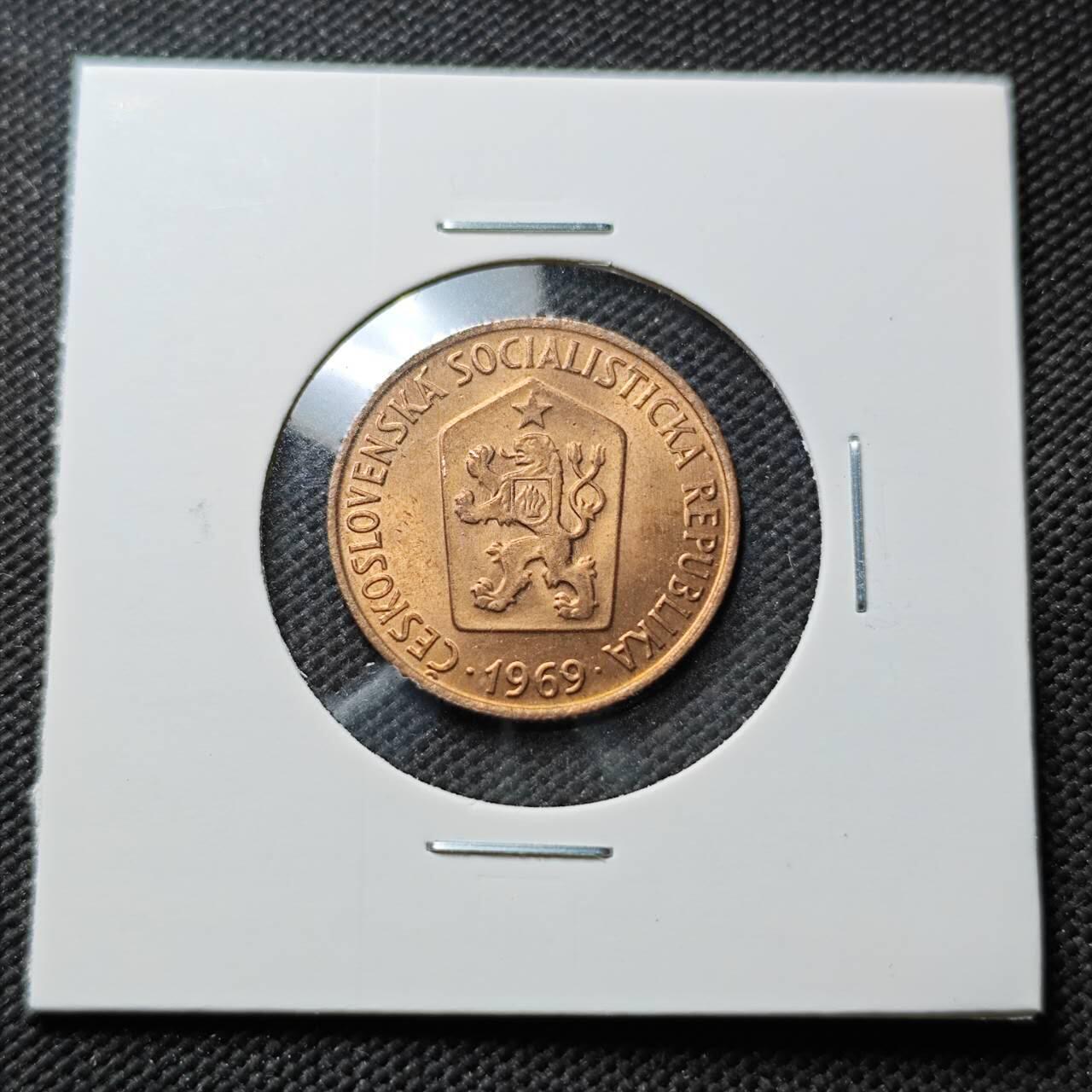 KK钱币收藏小铺 第376期  2月预留时间 周末发货  1969捷克斯洛伐克50赫勒铜币 好品