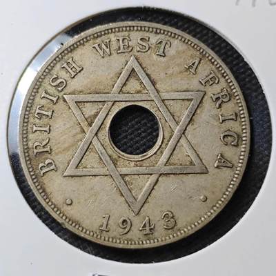 KK钱币收藏小铺 第377期  2月预留时间 周末发货 -  1943英属西非乔五1便士镍币