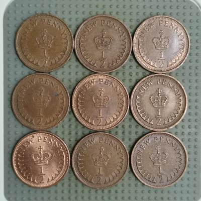 2025年第137场各国散币拍卖（总第137场） - 英国1/2便士9枚