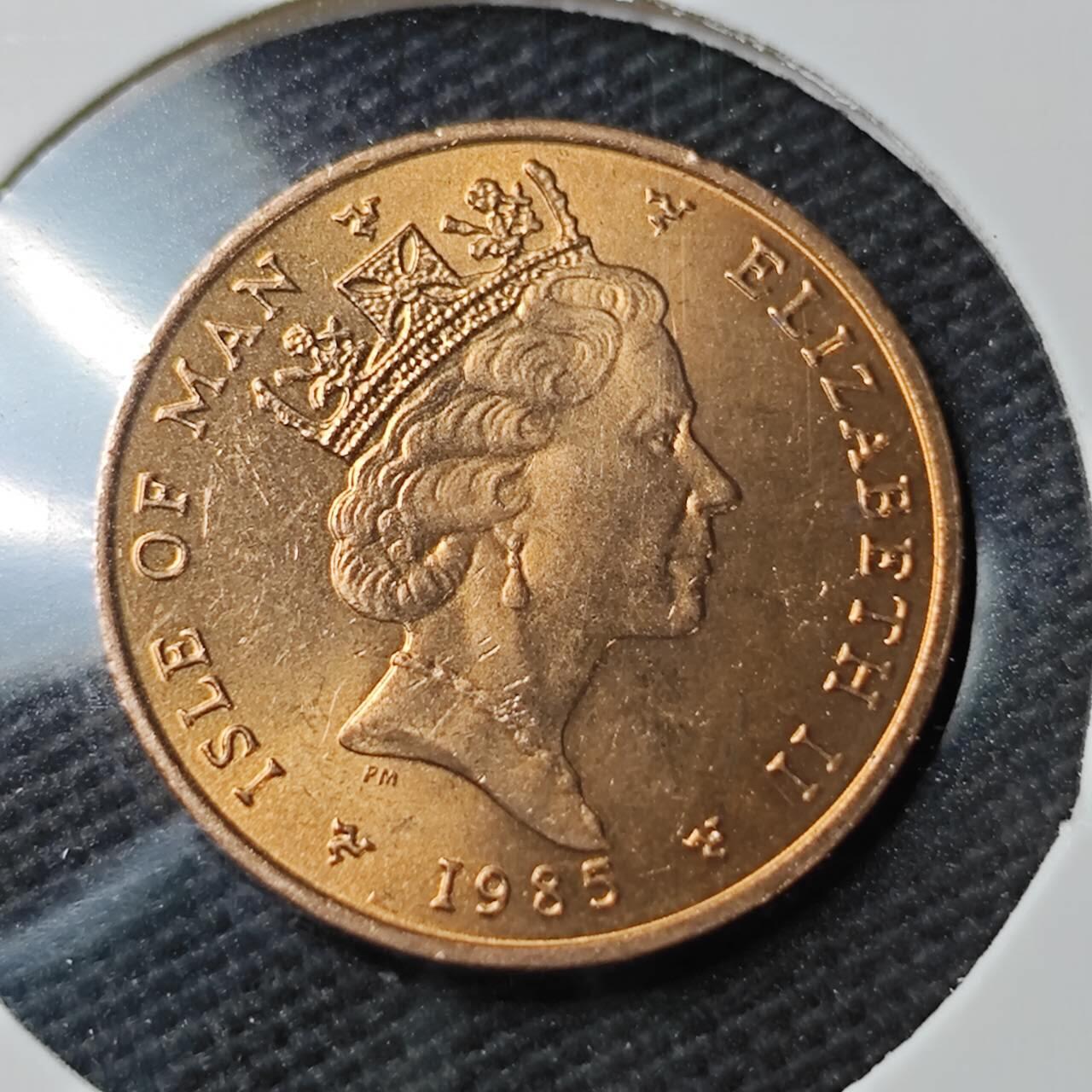 KK钱币收藏小铺 第377期  2月预留时间 周末发货  马恩岛1便士铜币 好品