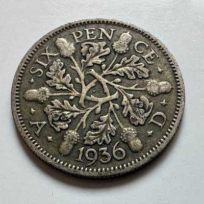 🌹外币初藏🌹🐯2025年第139场  每周二四六晚8️⃣点 接代拍 - 英国1936年6便士银币