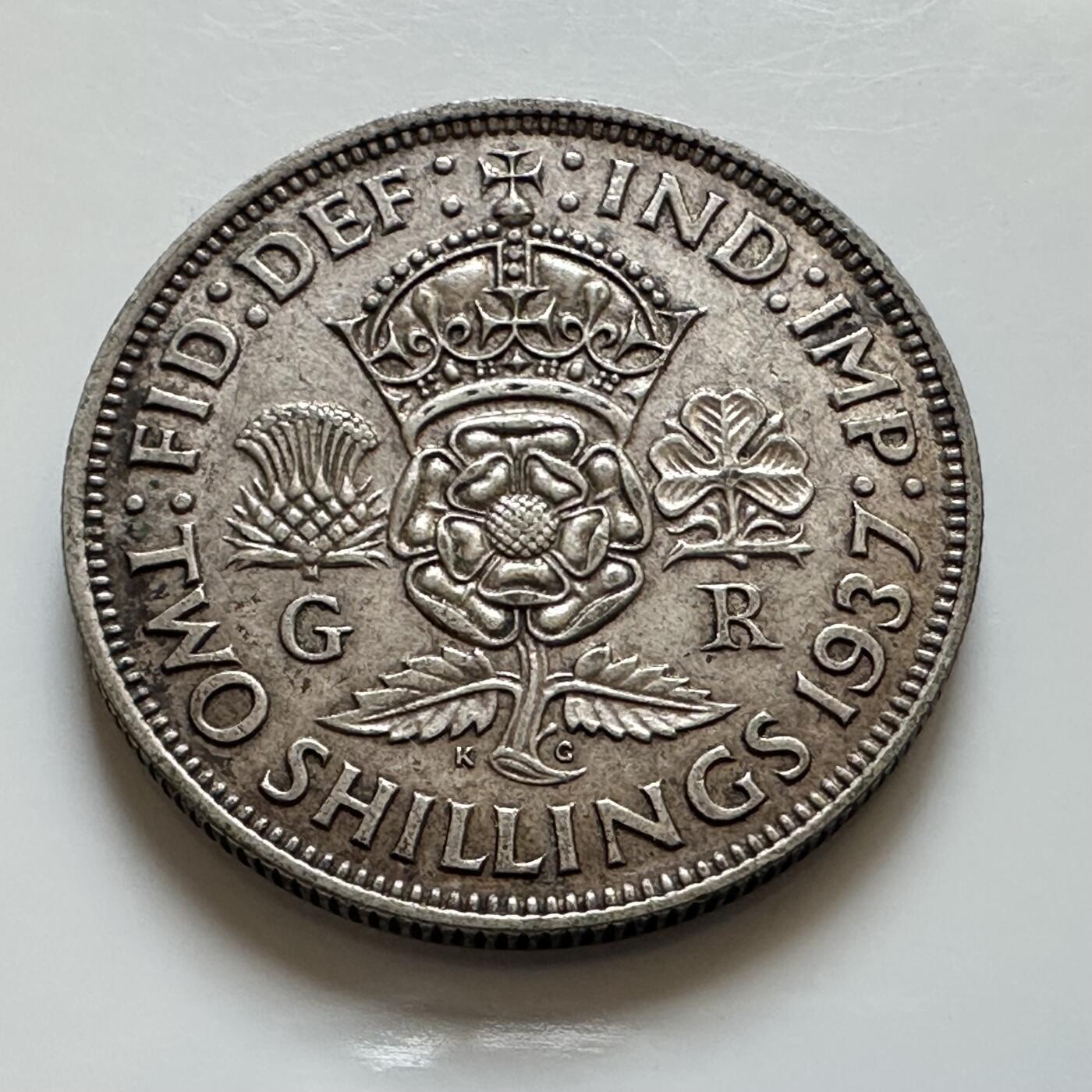 🌹外币初藏🌹🐯2025年第139场  每周二四六晚8️⃣点 接代拍 英国1937年 2先令银币