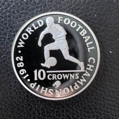 道一币馆币章第一百五十九场 - 特克斯和凯科斯群岛1982年西班牙世界杯10克朗精制银币 23.28g 925S 8000