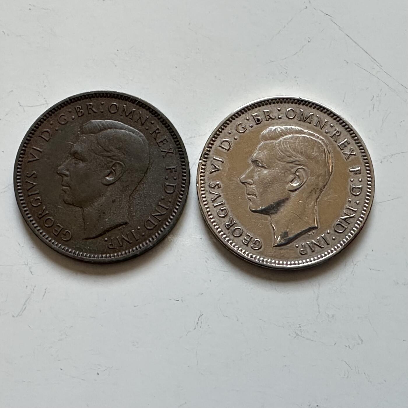 🌹外币初藏🌹🐯2025年第139场  每周二四六晚8️⃣点 接代拍 英国1939年一法新 一对 镀银