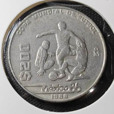 KK钱币收藏小铺 第377期  2月预留时间 周末发货 -  1986墨西哥200比索纪念币 世界杯纪念币
