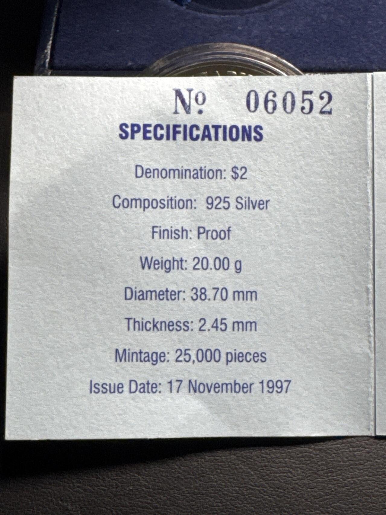 ❤️【币观天下】❤️ 第334期钱币拍卖- 2025.12.12周五晚上6点半场-长期征集拍品 新加坡1997年联合国儿童基金会精制纪念银币盒证齐全