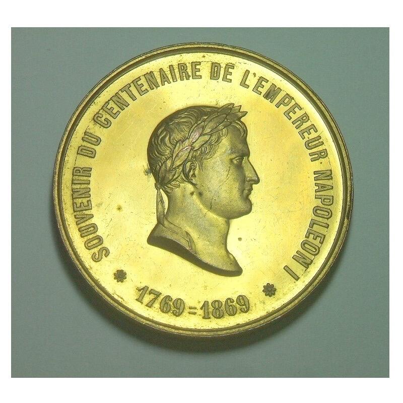 【艺术】法国艺术大章1869年 拿破仑诞辰百年金叶冠 高浮雕精制大镀金章 光边 50MM