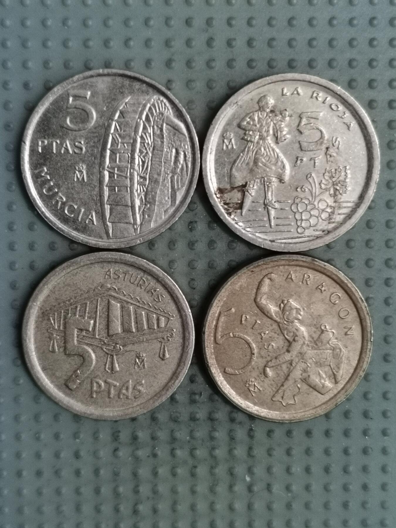 2025年第137场各国散币拍卖（总第137场） 西班牙5比塞塔纪念币4枚不同