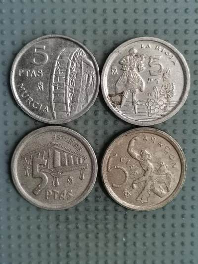 2025年第137场各国散币拍卖（总第137场） - 西班牙5比塞塔纪念币4枚不同