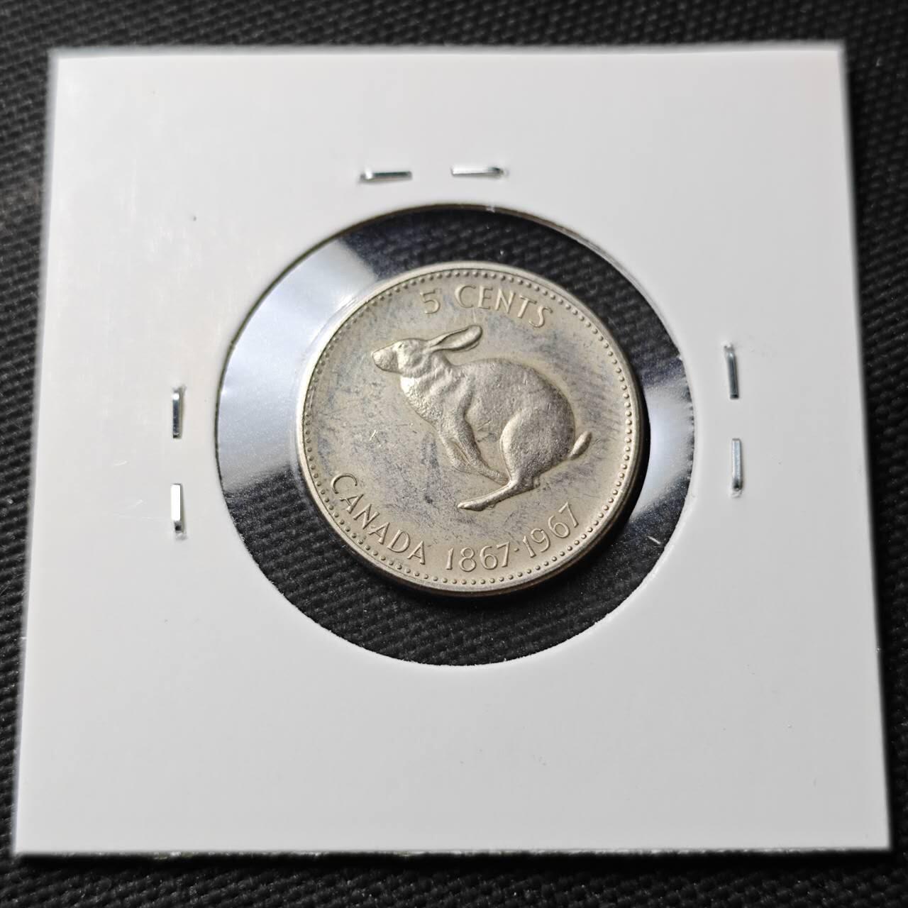 KK钱币收藏小铺 第377期  2月预留时间 周末发货  1967加拿大5分纪念币