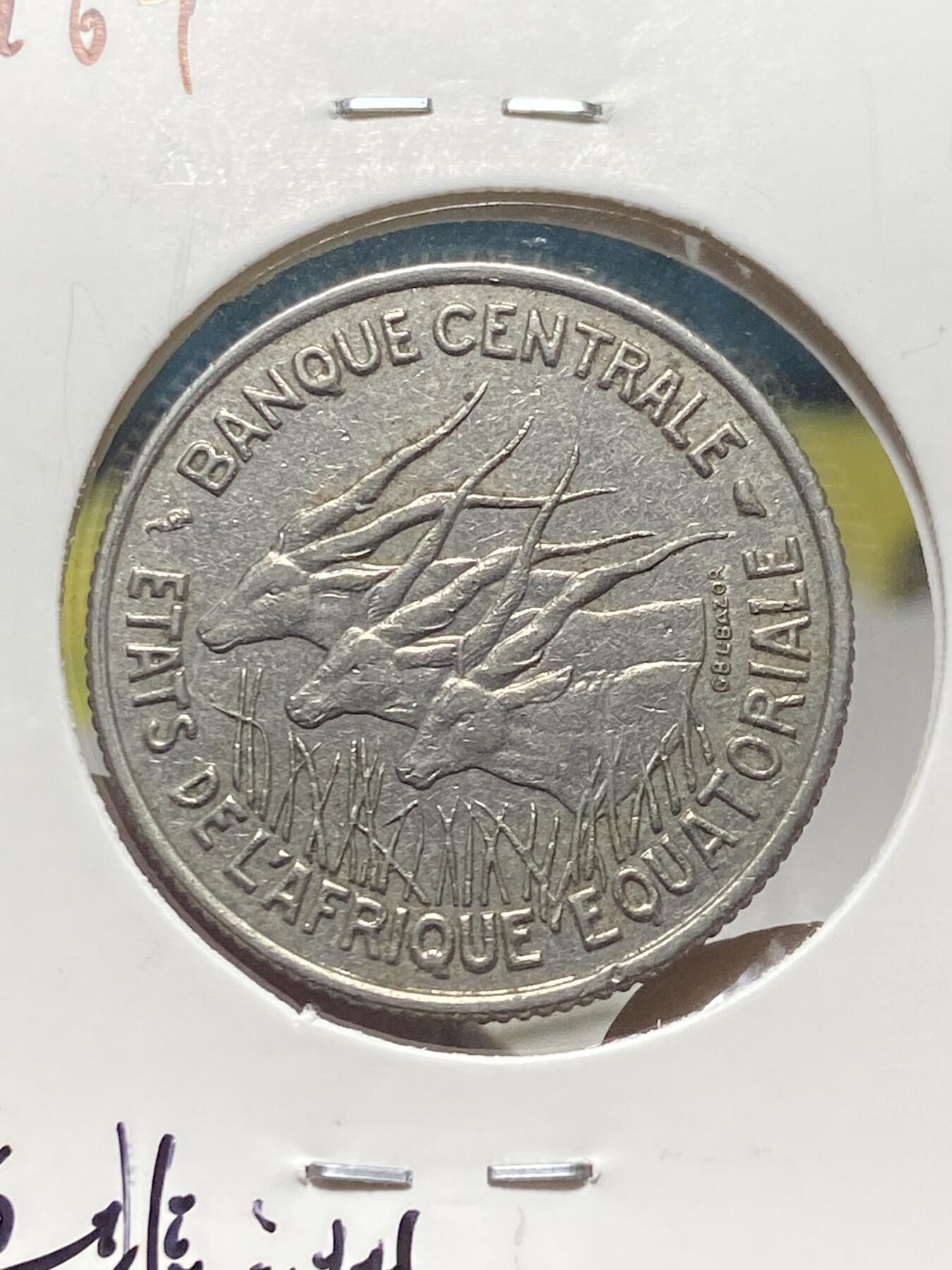 2025年第一百三十五场(总第一百六十一场）外国好品纸夹散币场(免佣金) 少见品种–赤道非洲联盟1967年100法郎(仅发行3年)