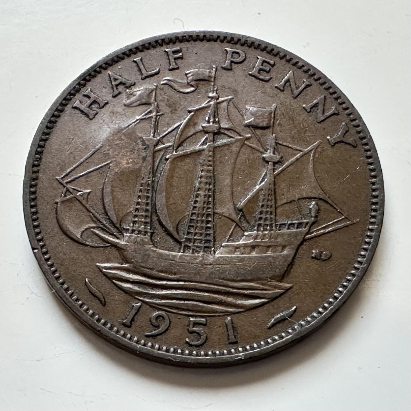 🌹外币初藏🌹🐯2025年第139场  每周二四六晚8️⃣点 接代拍 英国1951年半便士b