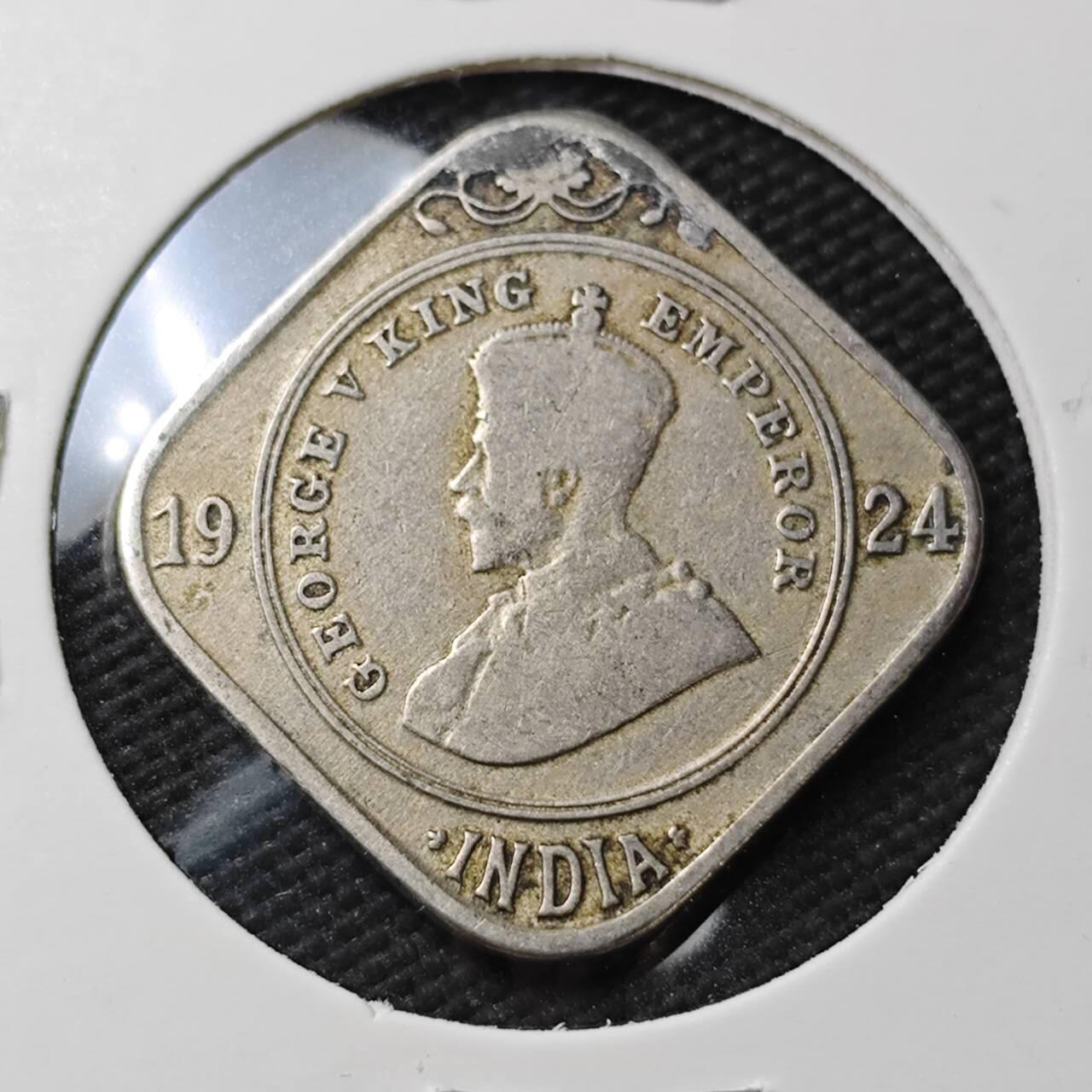 KK钱币收藏小铺 第377期  2月预留时间 周末发货  1924英属印度2安娜