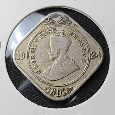 KK钱币收藏小铺 第377期  2月预留时间 周末发货 -  1924英属印度2安娜