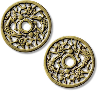 上海匡时2025年秋季拍卖会 中国历代钱币 铜镜专场 - 清双龙镂空花钱一枚 清双龙镂空花钱一枚，直径：54mm，厚：2.1mm，重量：23.6g，华夏评级：85，评级编号：6283702042