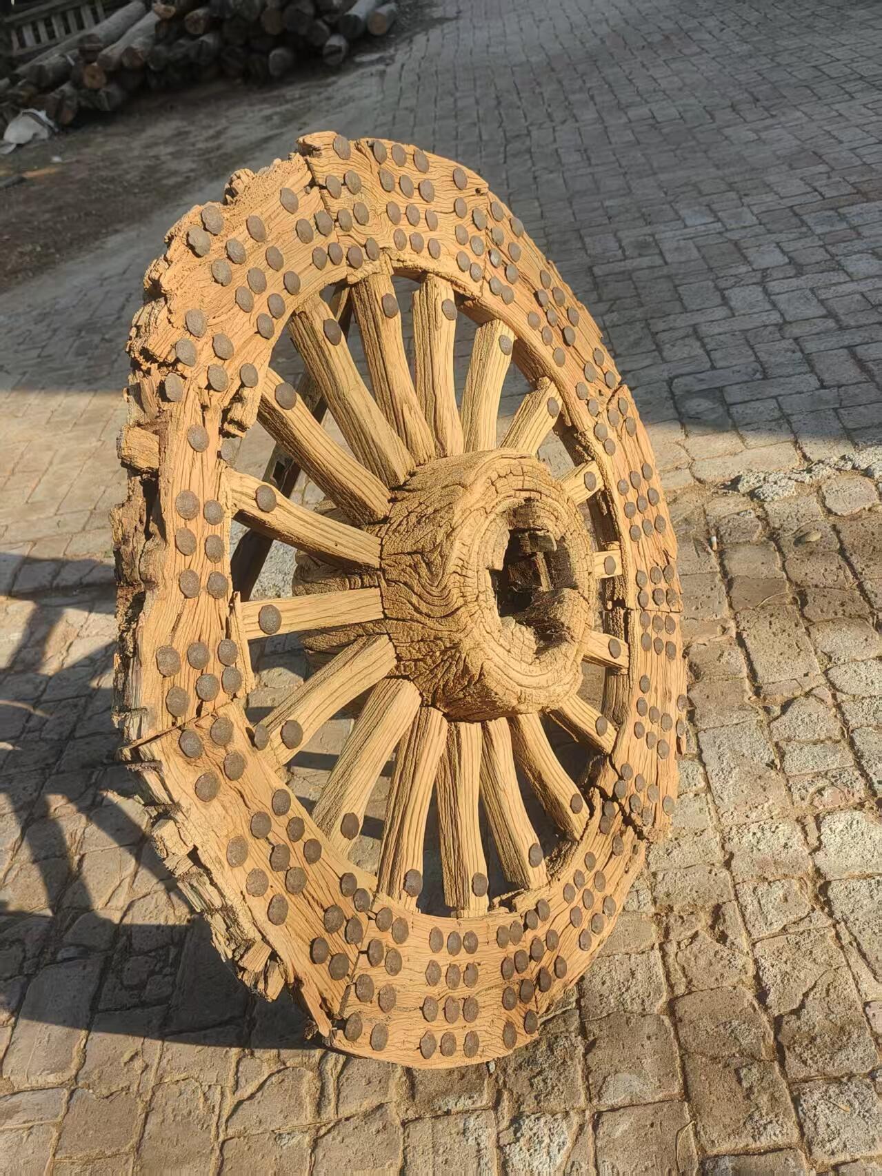 精品枣木老车轮，风化漂亮，沧桑感十足，寓意财源滚滚来，民宿，茶空间侘寂风装修摆放佳品