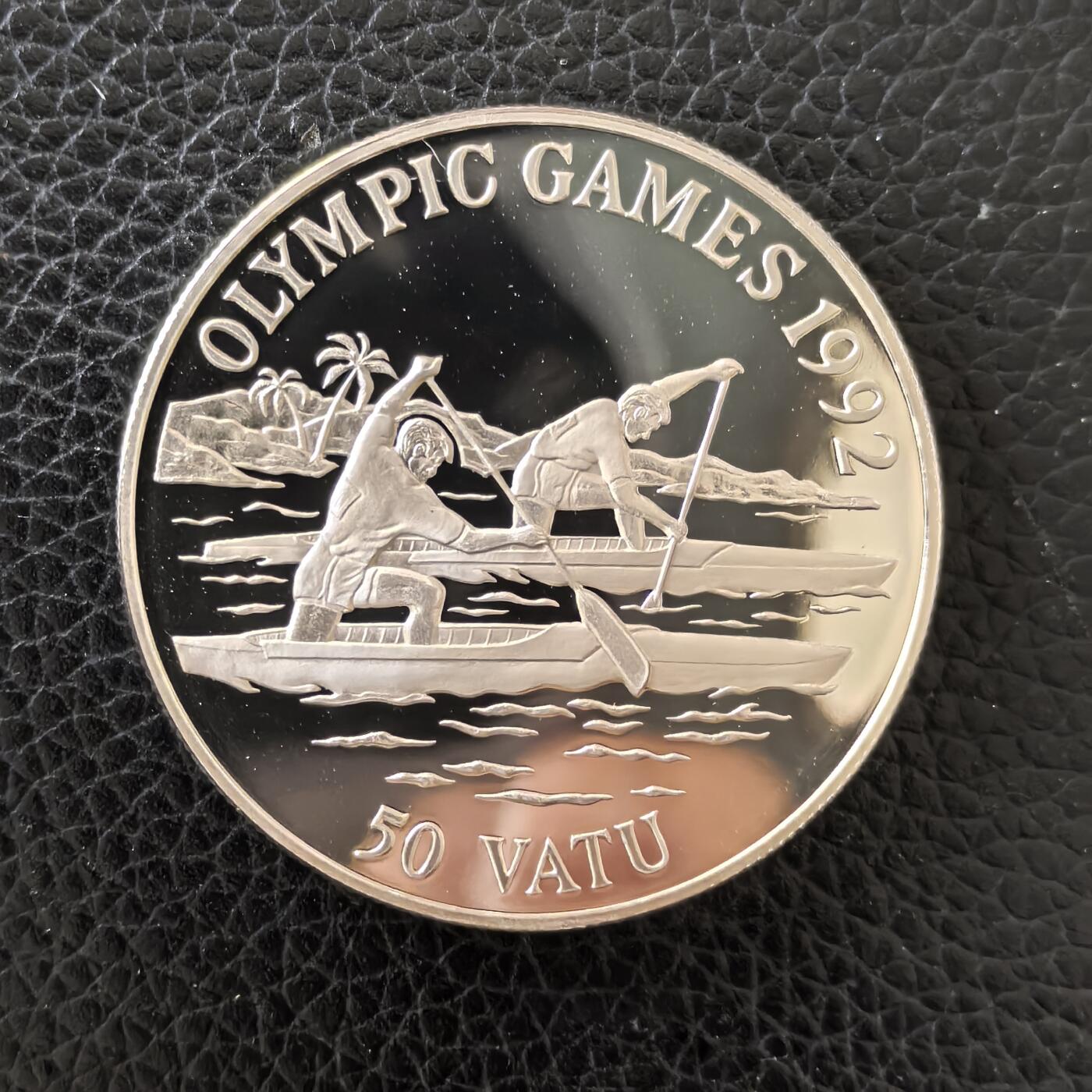 道一币馆币章第一百五十九场 瓦努阿图1992年巴塞罗那奥运会50瓦图精制银币 31.47g 925S 
