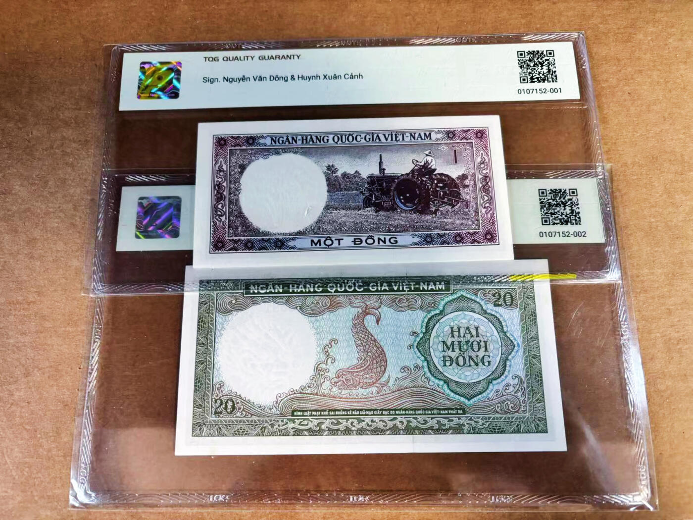 【Blue Auction】世界纸币精拍第760期——18级TOP拍卖/信誉/品质/专业/高效💫 【一组2张】南越 1964年1-20盾 TQG64-TQG58