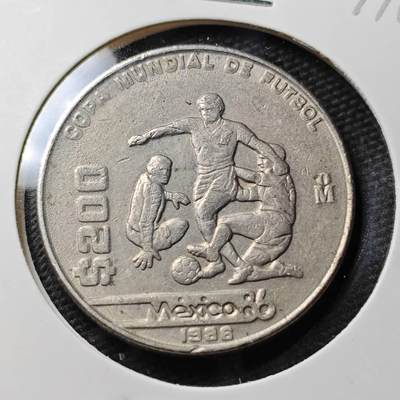 KK钱币收藏小铺 第377期  2月预留时间 周末发货 -  墨西哥200比索世界杯纪念币