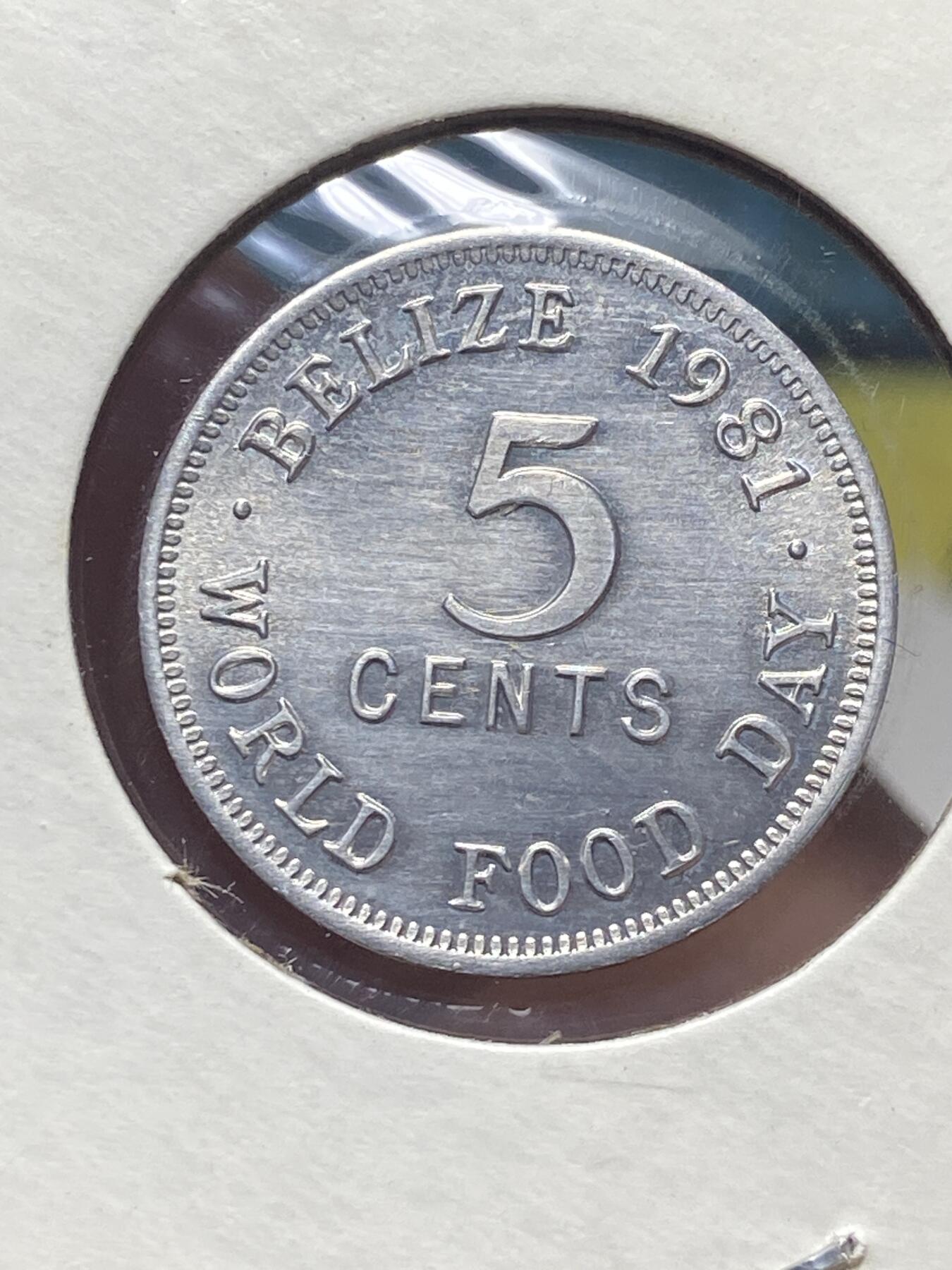 2025年第一百三十五场(总第一百六十一场）外国好品纸夹散币场(免佣金) 伯利兹🇧🇿1981单年份5分(世界粮食日纪念币)