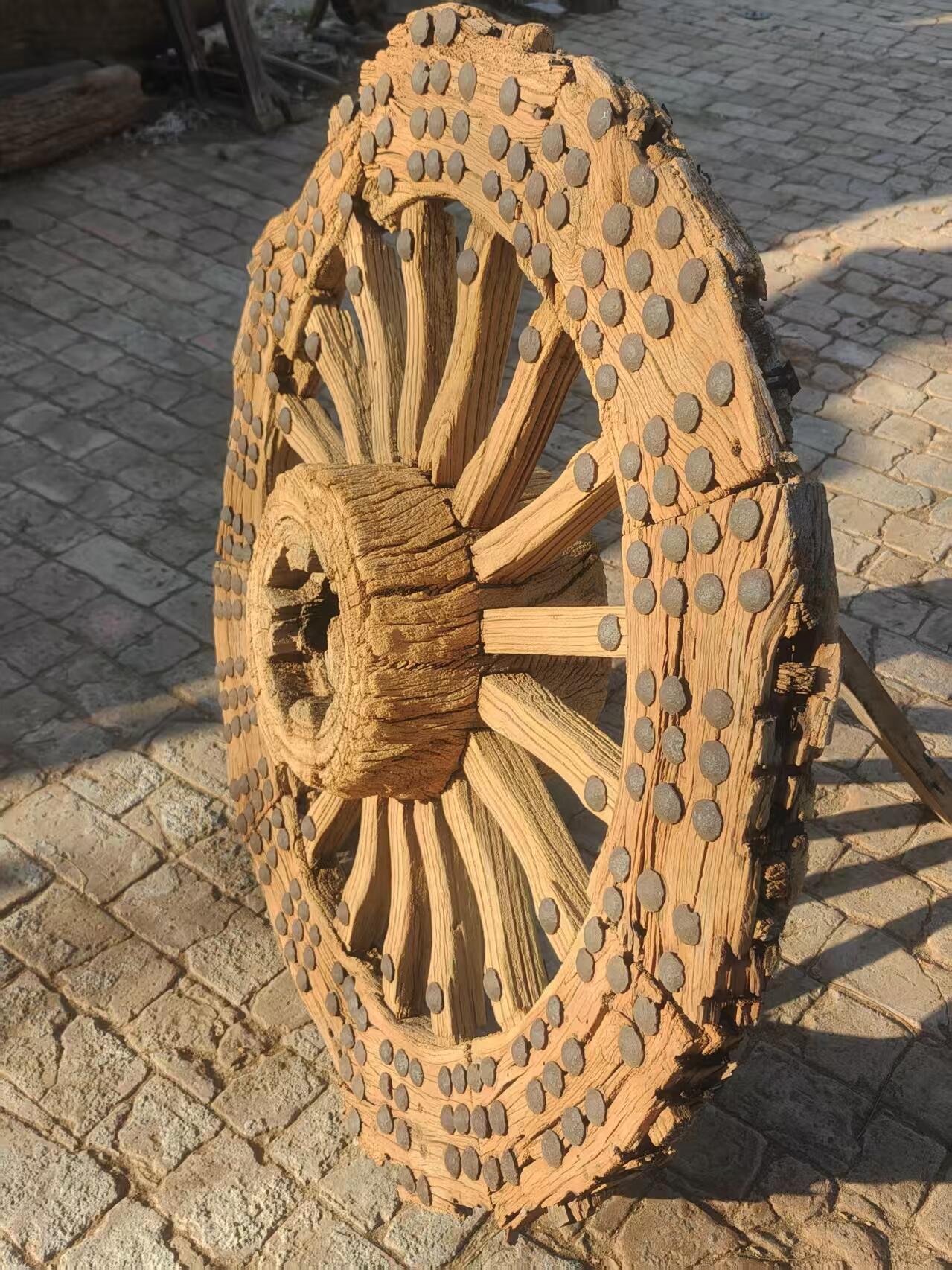 精品枣木老车轮，风化漂亮，沧桑感十足，寓意财源滚滚来，民宿，茶空间侘寂风装修摆放佳品